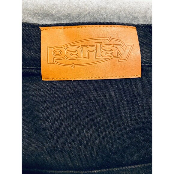 Parlay Jeans Mens 32 x 33 Black Red Denim Cotton Stretch Embroidered Street Wear - Picture 8 of 16